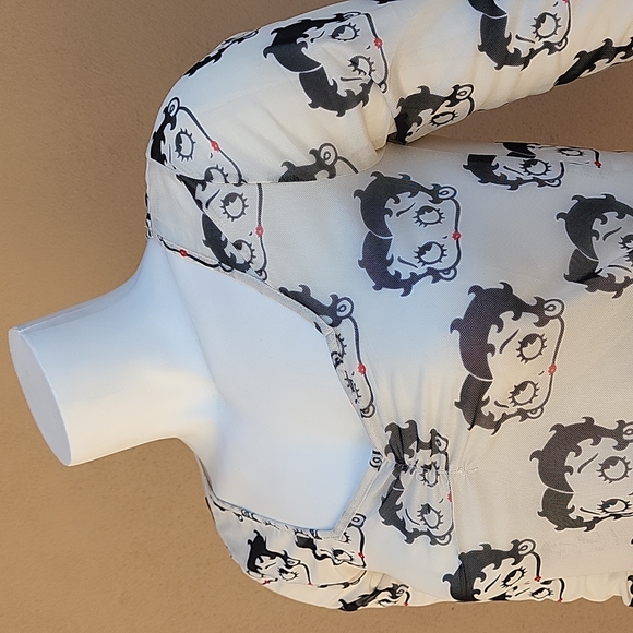 Betty Boop Y2K Punk Goth Sheer Mesh Stretch Long Sleeve Graphic Crop Top M L - Picture 7 of 16